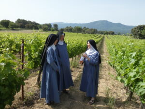 moniales dans les vignes